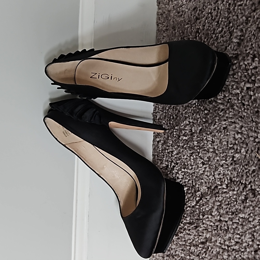 Zigi NY Kerry black satin platform pumps-7.5